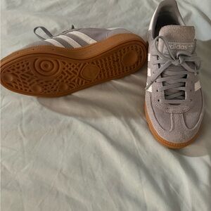 Adidas Gray and White Sneakers with Brown Sole